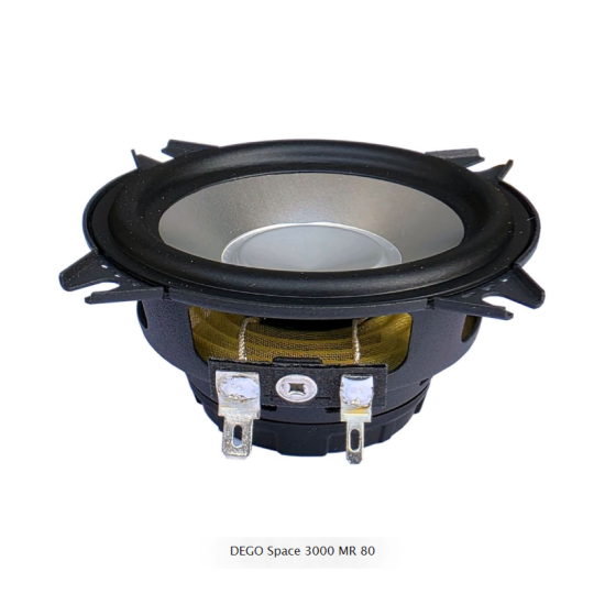 DEGO Space 3000 MR 80 ​​​​​​​ Głośniki średniotonowe o średnicy 80 mm. Impedancja 4 Ohm. Moc 40W RMS